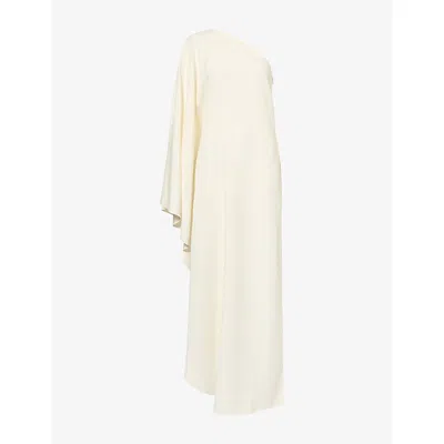 Taller Marmo Womens Florinda Asymmetric Crepe Midi Dress Latte In White