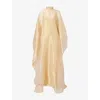 Taller Marmo Womens Sphinx Band-collar Woven Kaftan Gold In Gold