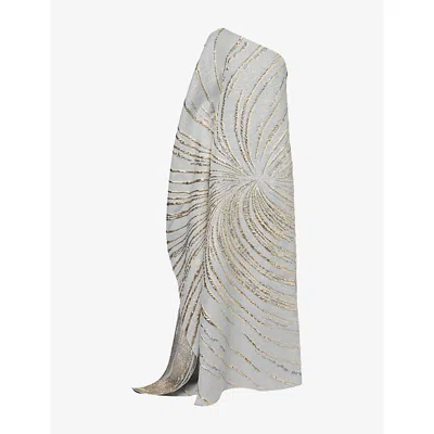 Taller Marmo Womens Ice-gold Cannes One-sleeve Stretch-woven Maxi Dress In Silver