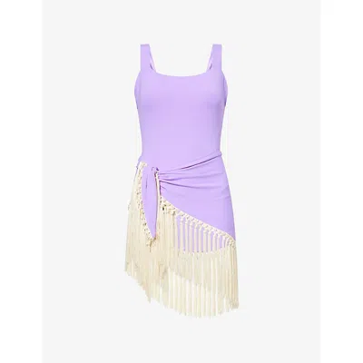 Taller Marmo Womens Lavender-ivory Square-neck Mini Lido Swimsuit In Multi