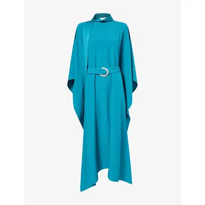 Taller Marmo Womens Peacock Luna Belted Woven Kaftan In Blue