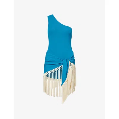 Taller Marmo Womens  Yacare Asymmetric Swimsuit In Blue