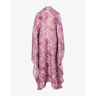 Taller Marmo Womens Plum-ecru Tropical Woven Kaftan Dress In Pink