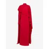 Taller Marmo Womens Carrington Cape-effect Crepe-cady Maxi Dress Ruby In Red