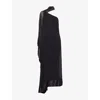 Taller Marmo Bolkan Scarf-detailed One-shoulder Ruffled Crepe Gown In Black