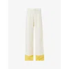 Taller Marmo Womens Marlene Corniche Wide-leg Woven Trousers Latte-lemon In White