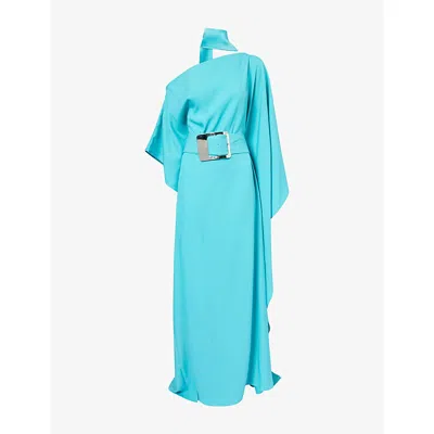 Taller Marmo Womens Turquoise Taylor Cold-shoulder Belted Woven Kaftan In Blue
