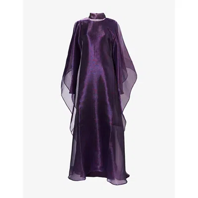 Taller Marmo Womens Suratt Paisley-pattern Organza Kaftan Dress Violet In Purple