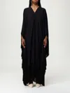 Taller Marmo Long Fringed Dress Plunging V-neck