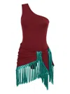 Taller Marmo Yacare One-shoulder Fringe Swimsuit In Green