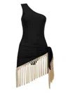 Taller Marmo Yacare One-shoulder Fringed Swimsuit In Black