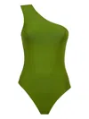 Taller Marmo Yacare One-shoulder Fringed Swimsuit In Green
