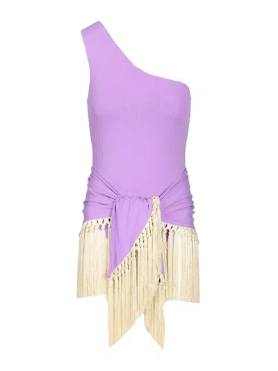 Taller Marmo Yacare One-piece Swimsuit And Pareo Set In Purple
