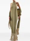 Taller Marmo Zizi Stole Tassel Scarves In Green