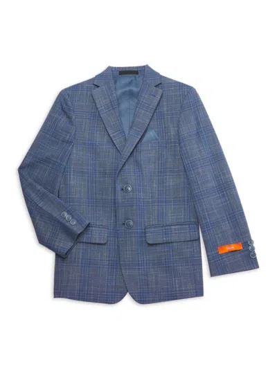 Tallia Kids' Boy's Checkered Suit Jacket In Blue