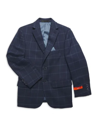Tallia Kids' Boy's Windowpane Check Blazer In Midnight Blue