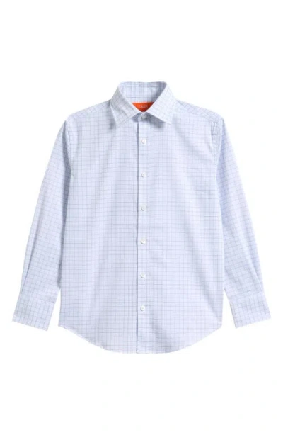 Tallia Kids' Check Cotton Blend Button-up Shirt In Blue
