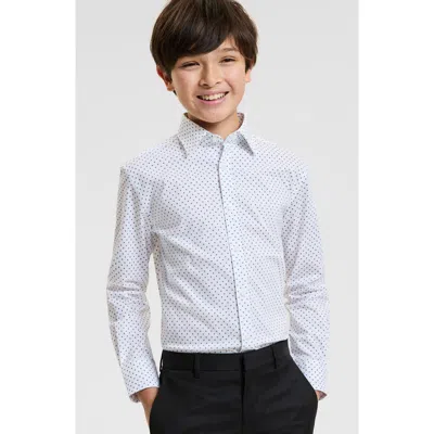 Tallia Kids' Diamond Print Button-up Shirt In Blue