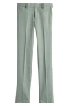 Tallia Kids' Solid Green Flat Front Linen Blend Dress Pants In Gray