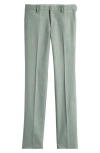 Tallia Kids' Solid Green Flat Front Linen Blend Dress Pants In Sage
