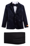 Tallia Kids' Velvet Jacket 4-piece Suit Set In Blue