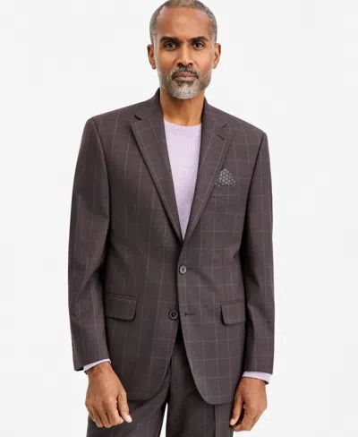 Tallia Men's Classic-fit Brown & Blue Check Suit Separate Jacket In Brown,blue