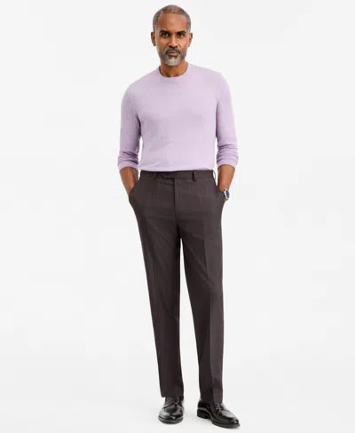 Tallia Men's Classic-fit Brown & Blue Check Suit Separate Pants
