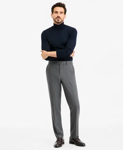 Tallia Men's Classic-fit Gray & Blue Check Suit Separate Pants