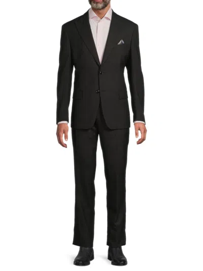 Tallia Men's Mini Grid Wool Blend Slim Fit Suit In Black