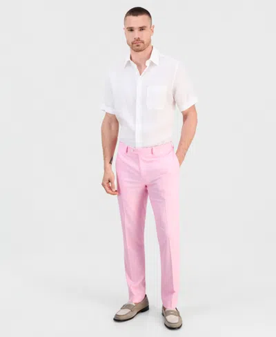Tallia Men's Plaid Slim-fit Dress Pants In Pink