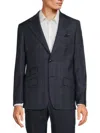 Tallia Men's Regular Fit Plaid Wool Blend Sportcoat In Navy