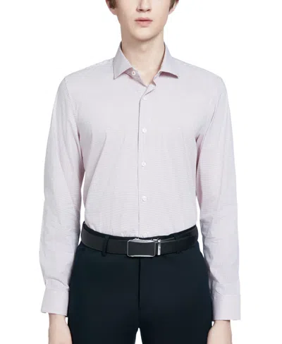 Tallia Men's Slim-fit Micro-geo Dress Shirt In Cranberry