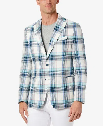 Tallia Men's Slim Fit Multicolor Plaid Blazer Blue Size 38