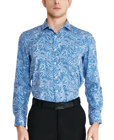 Tallia Men's Slim-fit Paisley Dress Shirt In Blue