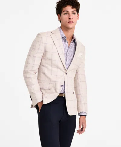 Tallia Men's Slim-fit Printed Notch-lapel Sport Coat In Natural