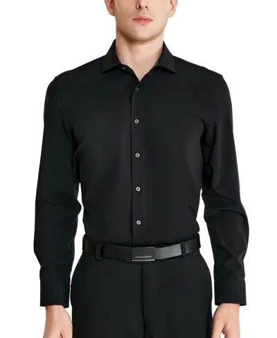 Tallia Men's Slim-fit Solid Poplin Dress Shirt In Black
