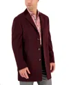 Tallia Mens Lined Wool Overcoat In Wine