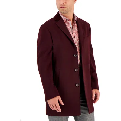Tallia Mens Lined Wool Overcoat In Purple