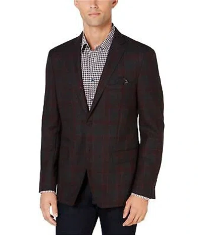 Pre-owned Tallia Mens Plaid Two Button Blazer Jacket In Red