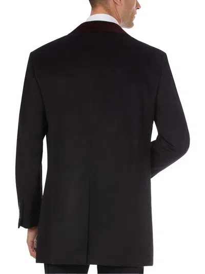 Tallia Men Wool Blend Overcoats With Contrast Velvet Top Collar In Black