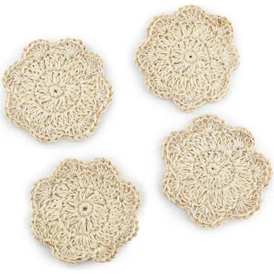 Tallo De Olivo Hand Crocheted Coasters In Neutral