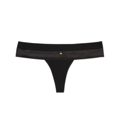 Tallulah Love Women's Black Minnie Pima Cotton & Satin Thong