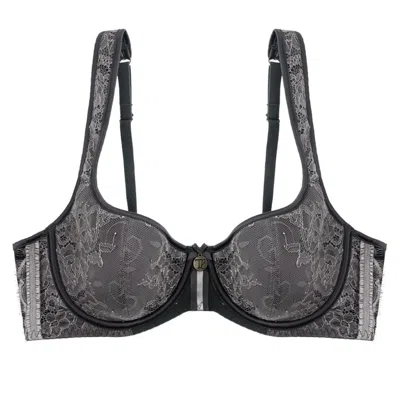 Tallulah Love Women's Grey / Silver Gunmetal Balconette Bra In Grey/silver