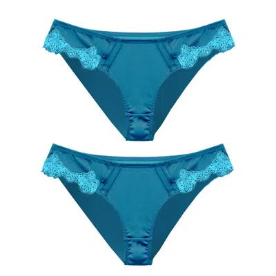 Tallulah Love Women's Two X Opulent Lace In Peacock Blue Briefs
