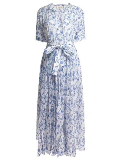 Tallulah Mid-length Floral Print Dress In White