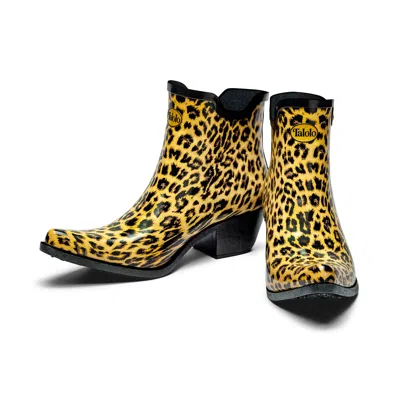 Talolo Boots Women's Leopard Spot Ankle Cowboy Boot Wellies In Yellow