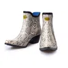 Talolo Boots Women's Lizzie Snake Black & White Snake Print In White