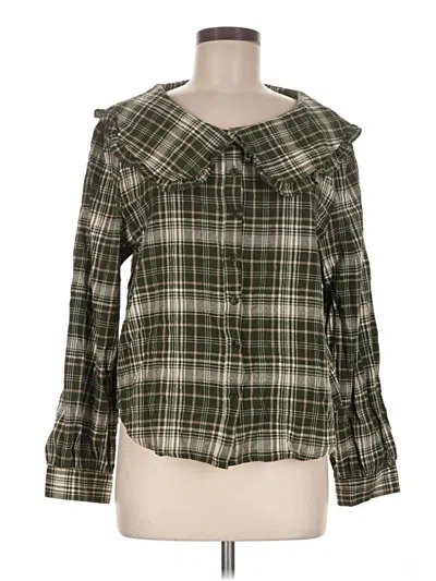 Pre-owned Talula Long Sleeve Blouse In Green