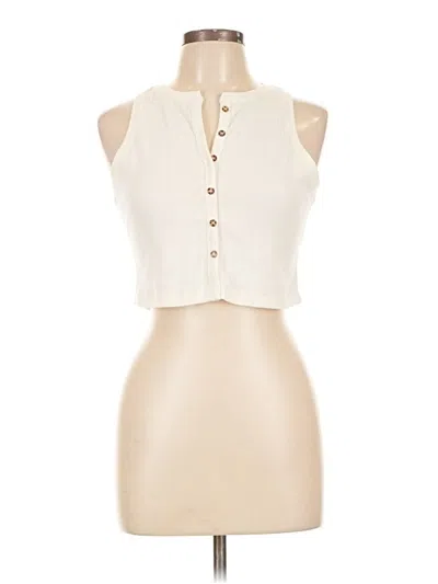 Pre-owned Talula Sleeveless Button Down Shirt In Ivory