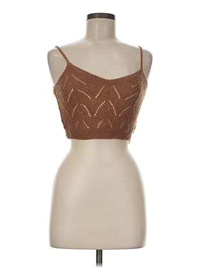 Pre-owned Talula Tank Top Brown Strapless Neckline Tops